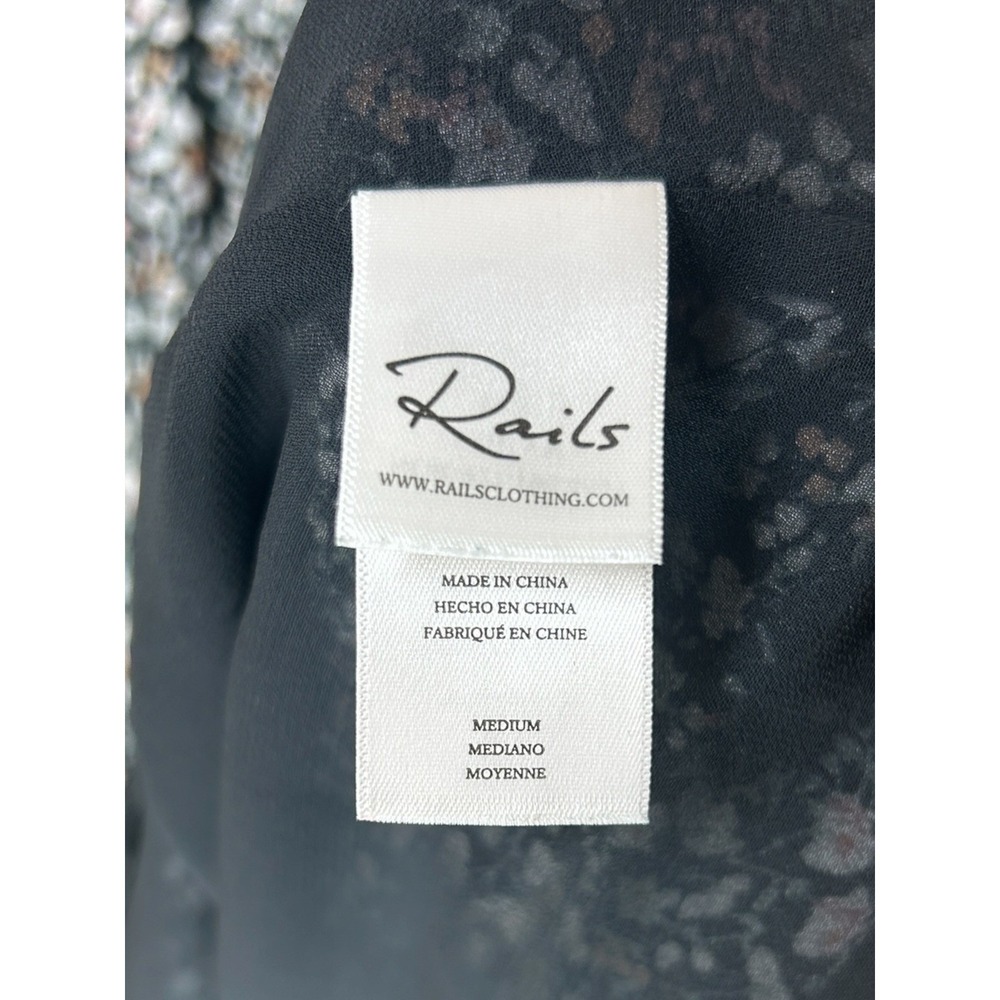 Rails Ashlyn Smocked Midi Dress Ivy Ditzy Floral black pink green Prairie Medium - Picture 5 of 8